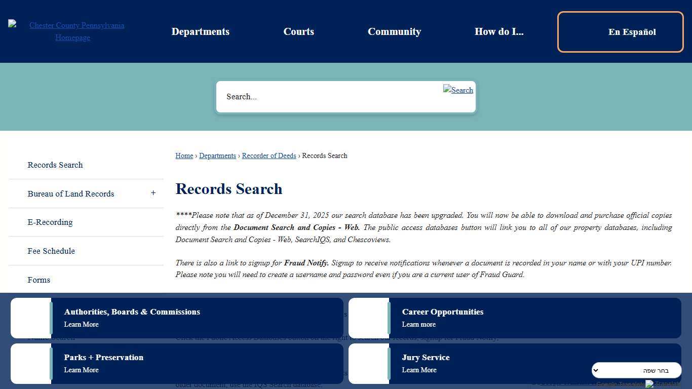 Records Search Chester County, PA - Official Website